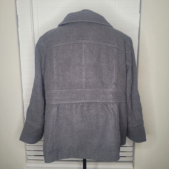 Avenue Gray Wool Blend Double Breasted Peacoat Dark Academia Size 22/24 - Picture 2 of 8